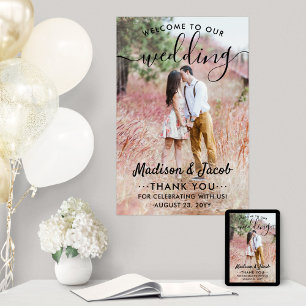 Poster Boas-vindas de Casamento Simples Moderno Script Pr