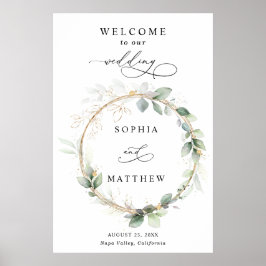 Poster Boas-vindas de casamento Verde e Dourado
