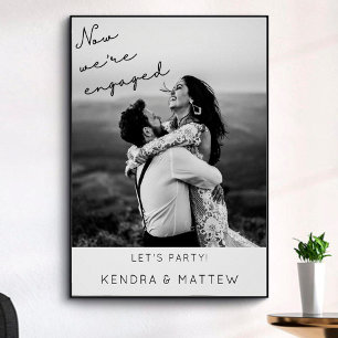 Poster Boas-vindas de festa de noivado com foto minimalis