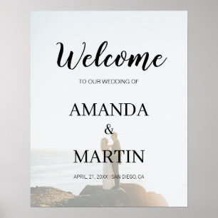 Poster Boas-vindas de Foto Desbotada de Casamento com Cal