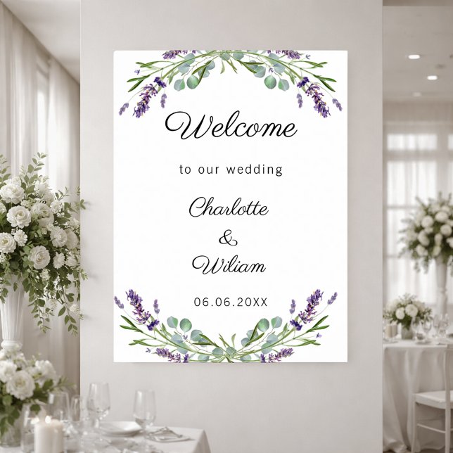 Poster Boas-vindas de lavanda e eucalipto para casamento (Criador carregado)