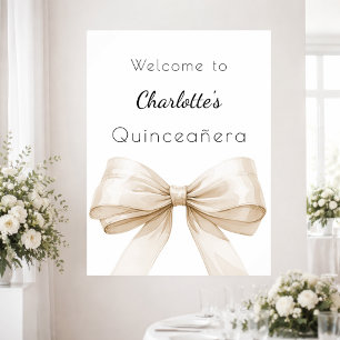 Poster Boas-vindas de Quinceanera creme bege