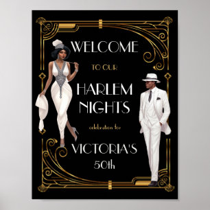 Poster Boas-vindas Deco Harlem Nights Flapper e Cavalheir