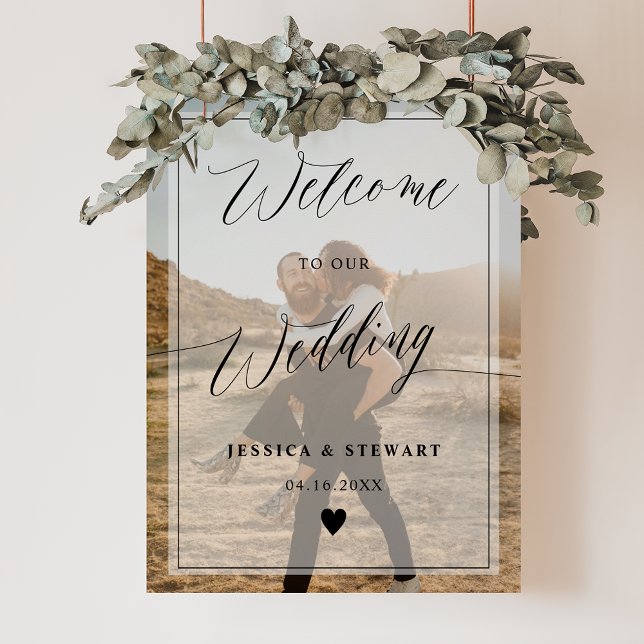 Poster Boas-vindas do casamento com o guião gráfico da ca (Elegant calligraphy chic script wedding welcome poster)