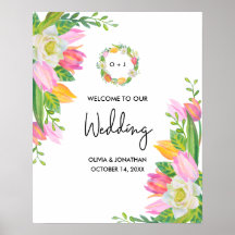 Boas-vindas do Casamento com Tulipa Rosa de Água