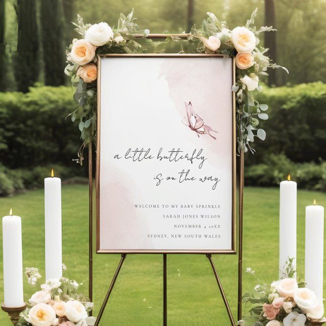 Poster Boas-vindas do Chá de fraldas da Borboleta de Aqua (Criador carregado)