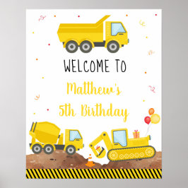 Poster Boas-vindas do Dump Truck Digger Birthday