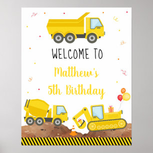 Poster Boas-vindas do Dump Truck Digger Birthday
