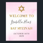Poster Boas-vindas do Pastel Rosa Dourado Bat Mitzvah<br><div class="desc">Poster de boas-vindas do Pastel rosa Dourado Bat Mitzvah</div>