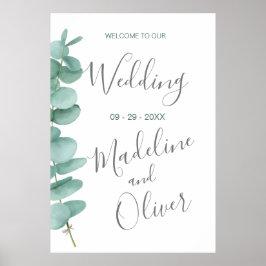 Poster Boas-vindas Eucalyptus deixa verde simples