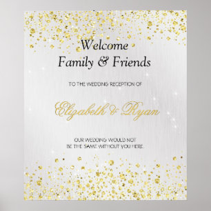 Poster Boas-vindas, Faux Dourado Glitter e Silver Foil