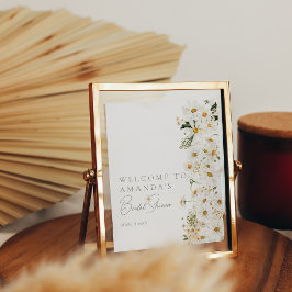 Poster Boas-vindas Flor Silvestre Boho Moderno Noiva Dais