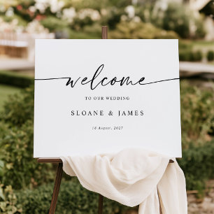 Poster Boas-vindas Minimalistas de Casamento em Preto e B