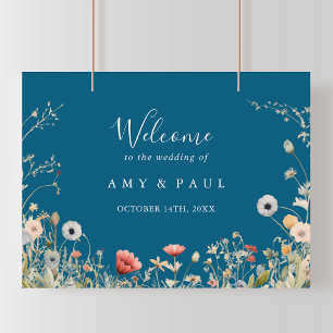 Poster Boas-vindas para Casamento de Wildflower Boho Nava