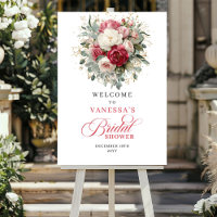 Boas-vindas para Chá de Bebê Floral Burgundy Doura