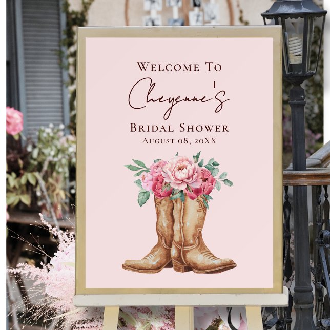 Poster Boas-vindas para Chá de Bebê Rústico de Cowgirl co (Criador carregado)