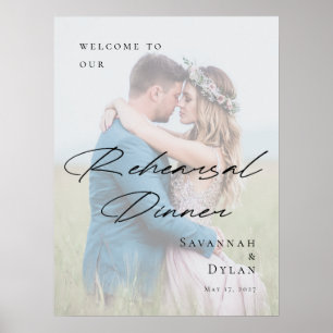 Poster Boas-vindas para jantar de ensaio elegante com fot