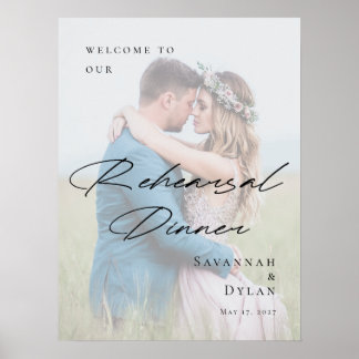 Poster Boas-vindas para jantar de ensaio elegante com fot