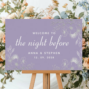 Poster Boas-vindas para Jantar de Ensaios Floral Roxo