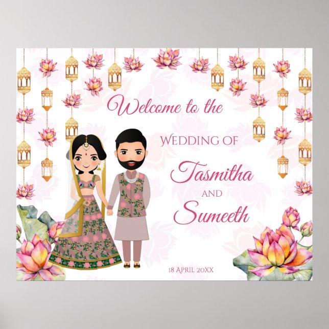 Poster Boas-vindas personalizadas do casamento indiano Lo (Frente)