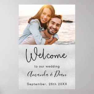 Poster Boas-vindas, sinal de casamento, foto de prata