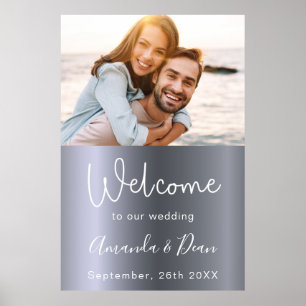 Poster Boas-vindas, sinal de casamento, foto de prata