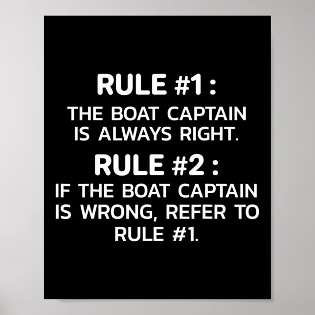 Poster Boat Captain Rules Funny Boating  (Frente)
