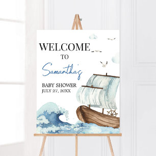 Poster Boat Chá de fraldas Náutico Bem-vindo