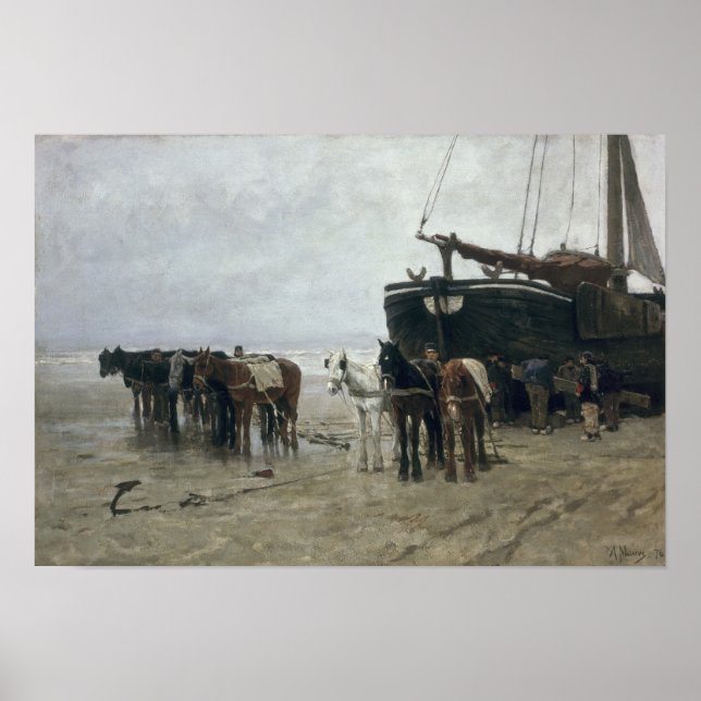 Poster Boat on the Beach at Scheveningen, 1876 (Frente)