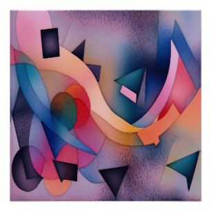 Pôster "Boat On Water" Arte Abstrato Contemporânea