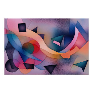 Pôster "Boat On Water" Arte Abstrato Contemporânea