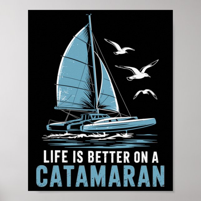 Poster Boat Sailing Boating Sailor Catamaran Sailing  (Frente)