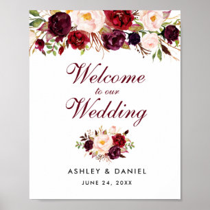 Poster Boate de Bodas-vindas Watercolor Floral