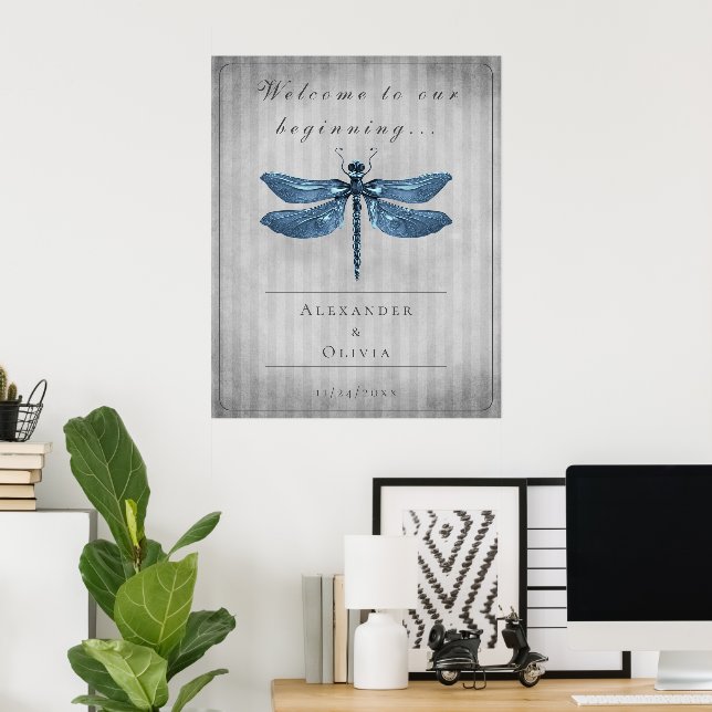 Poster Boate de Dragonfly Azul (Escritório em casa)
