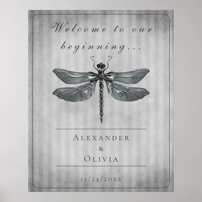 Poster Boate de Dragonfly Silver Jeweled Bem-vindo (Frente)