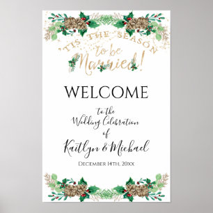 Poster Boate de Natal Holly Dourado Foliage Bem-vindo