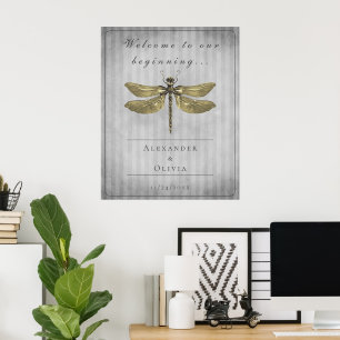 Poster Boate Dourado de Dragonfly Bem-vindo