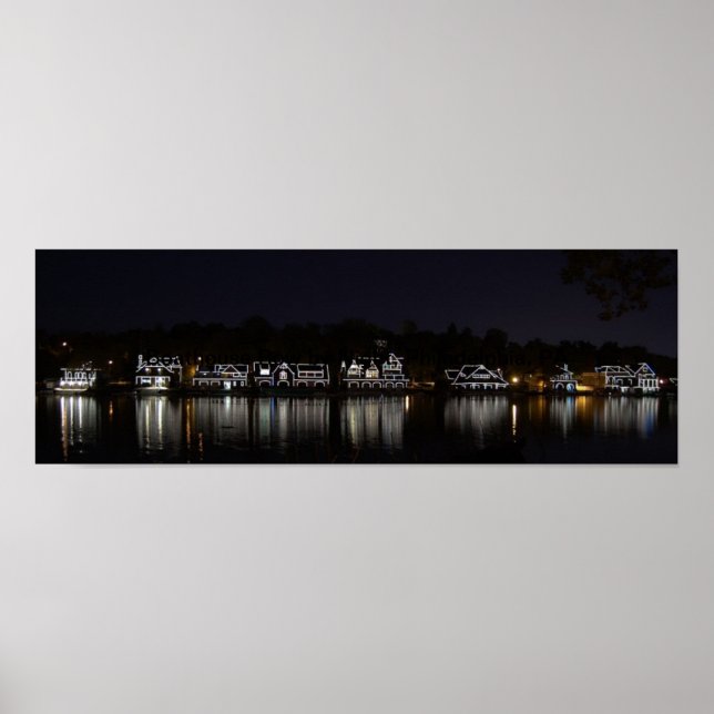 Poster Boathouse Row by Night... Filadélfia, PA (Frente)