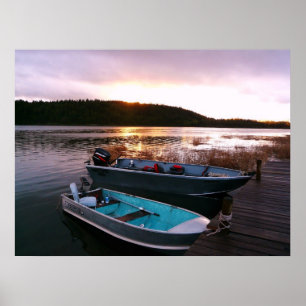 Pôster Boats by the Dock at Sundown