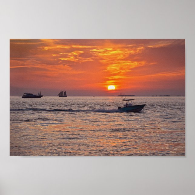 Poster Boats, Key West Sunset, Flórida (Frente)