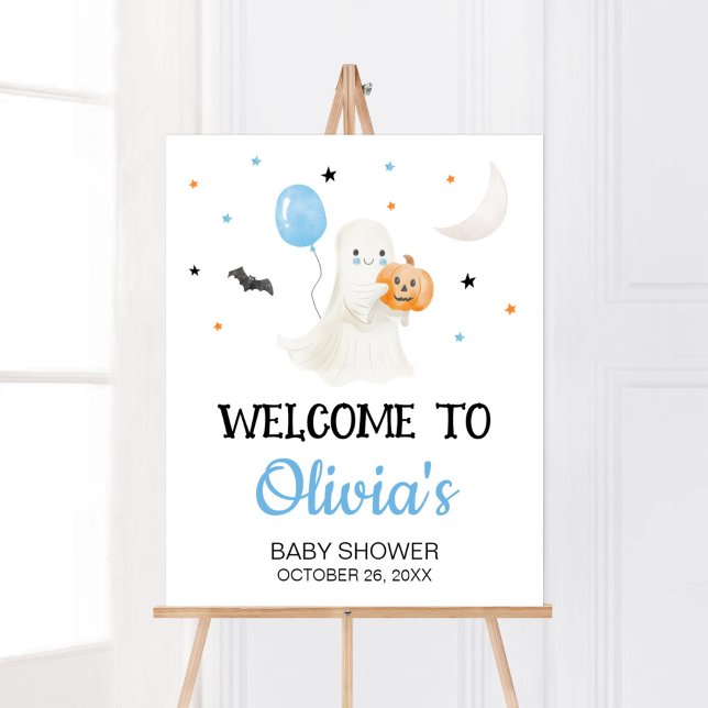 Poster Boazinha do Dia das Bruxas Boas-Vindas (A Little Boo Baby Shower Welcome Sign)