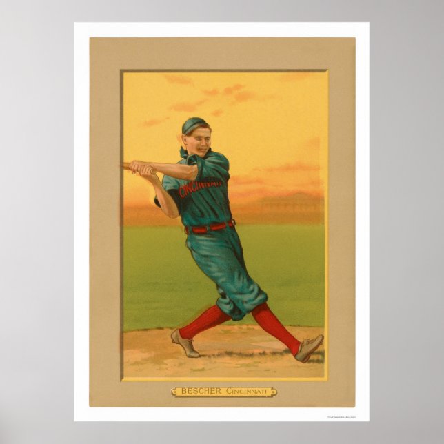 Pôster Bob Bescher Reds Baseball 1911 (Frente)