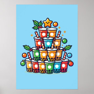 Poster Boba Árvore de Natal - Feriado Engraçado do Chá