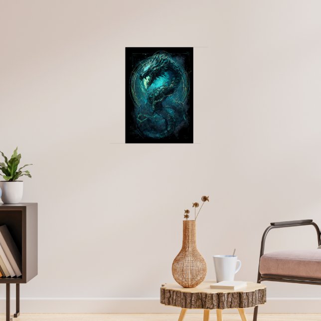 Poster Bobina Espectral Serpente Cyberpunk Arte Sombria (Sala de Estar 3)