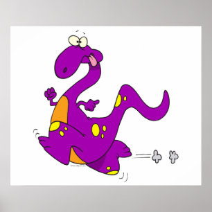 Pôster bobo de desenho animado roxo de dinossauros