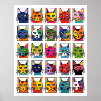 Poster Bobo Gato Cabeça Diversão Estilo de Arte Whimsical