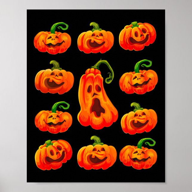 Poster Bobo Pumpkin Rostos Spooky Jack-o- (Frente)