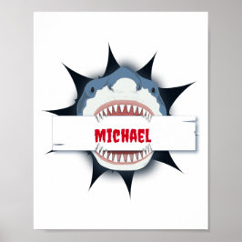 Poster Boca Aberta de Tubarão Personalizada