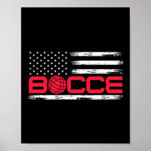 Poster Bocce Byll Bandeira Americana Dos EUA Jogador De B