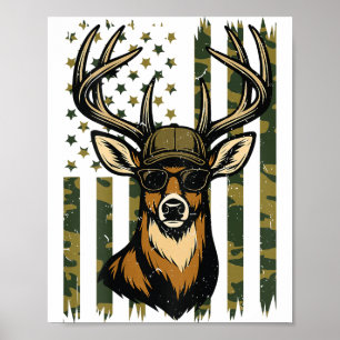 Poster Bode Whitetail Juvenil Camuflagem Caça ao Veado Am